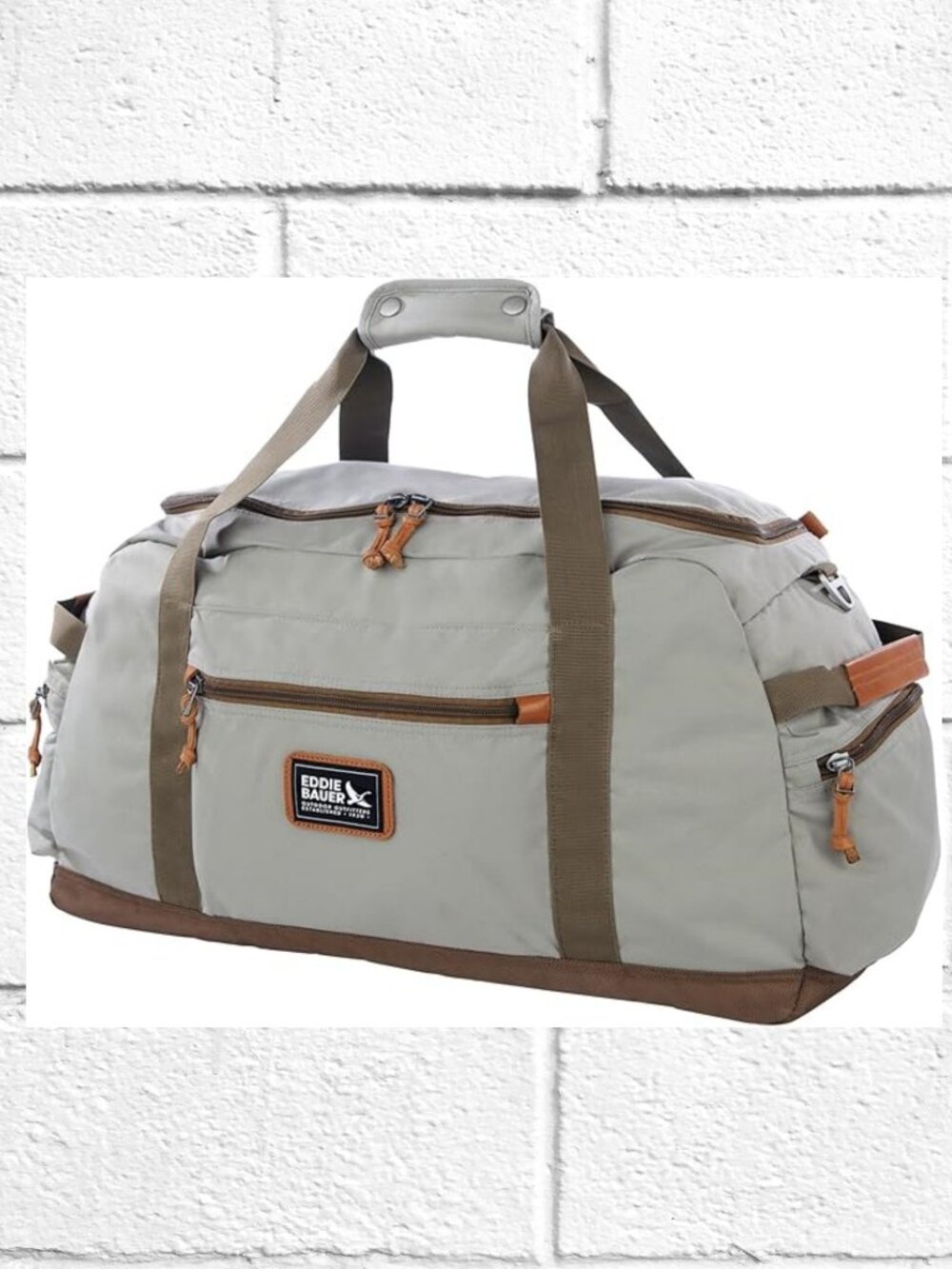 NWT! Eddie Bauer 45L Bygone Heather Grey Duffel Tote w/Detachable Shoulder Strap